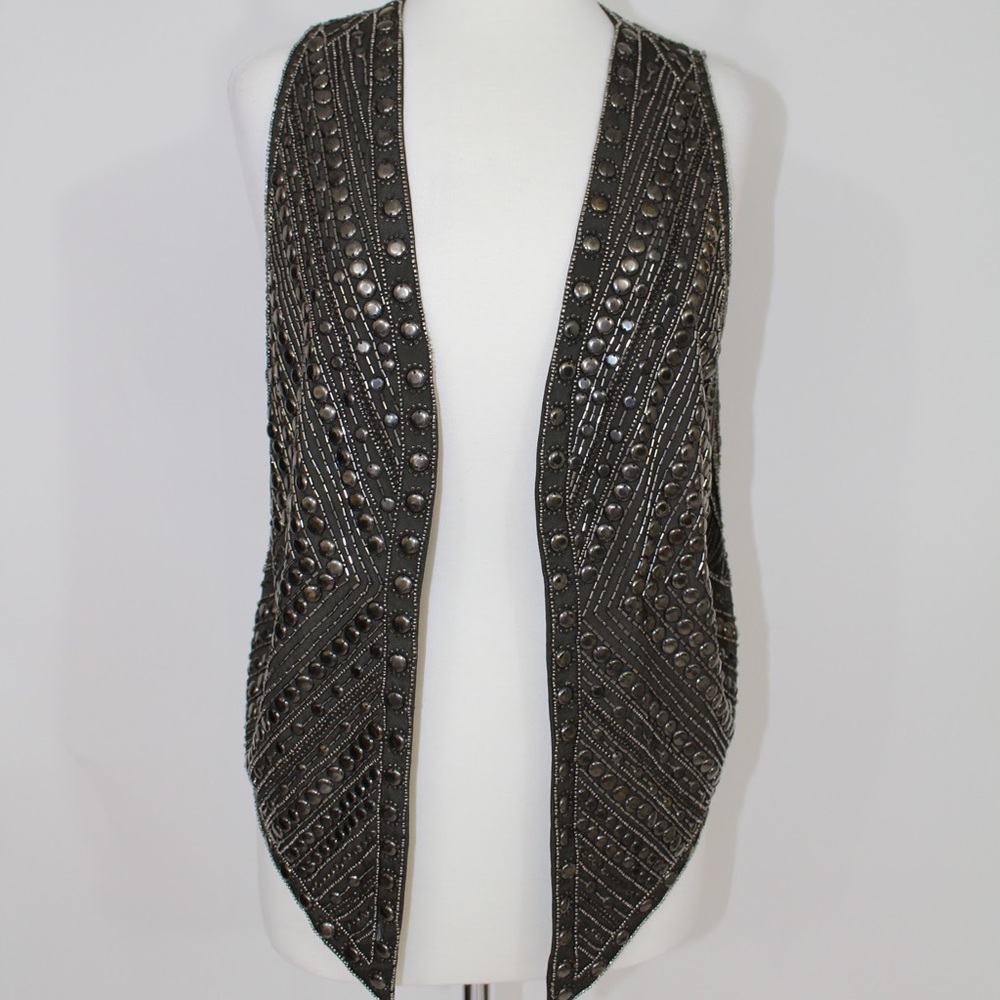 Haute Hippie army Green Embellished Open Vest